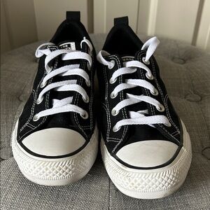 Converse Black Canvas Kids Sneakers with White Laces